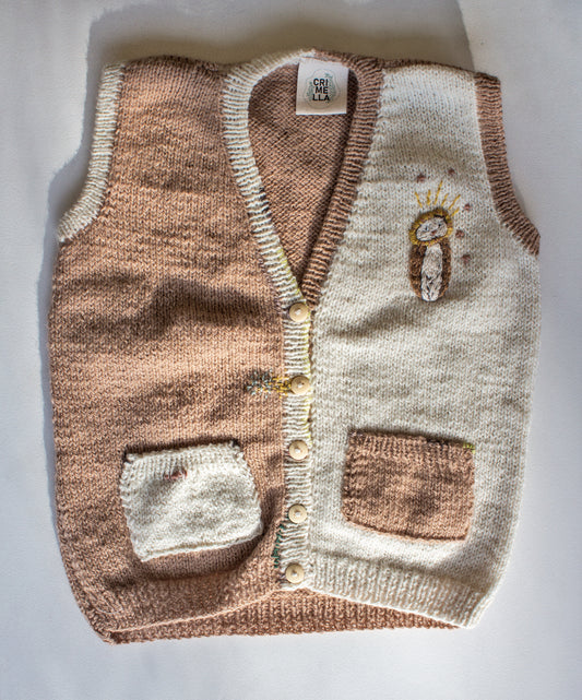 Chaleco Marrón y Beige // Talle 6