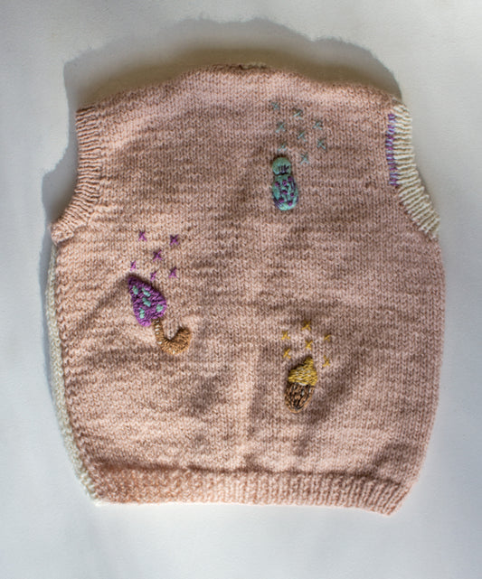 Chaleco Rosa y Beige // Talle 2
