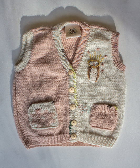 Chaleco Rosa y Beige // Talle 2