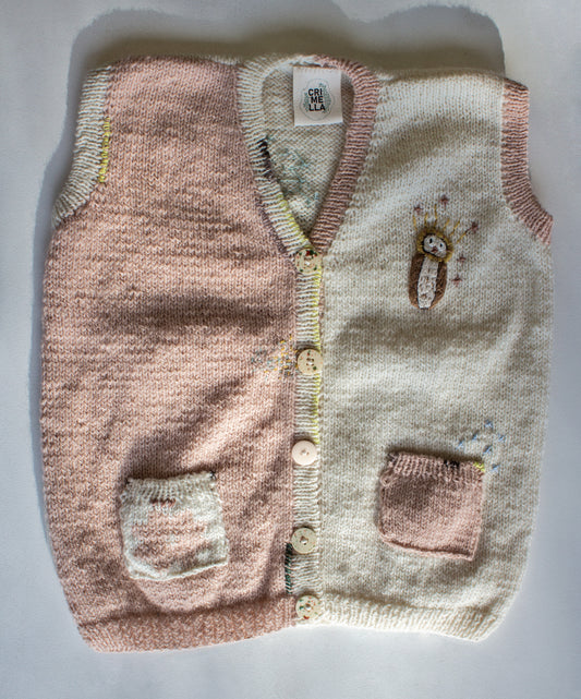 Chaleco Rosa y Beige // Talle 8