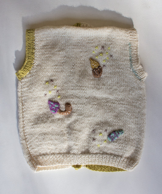 Chaleco Verde y Beige // Talle 2