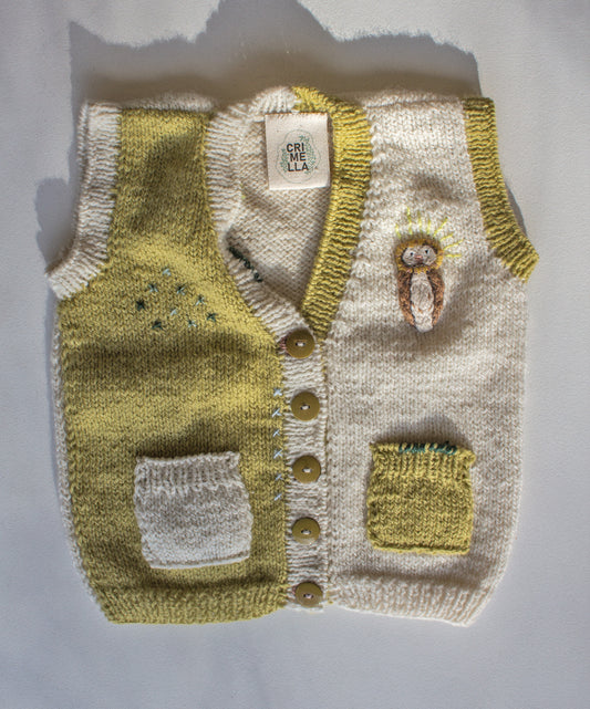 Chaleco Verde y Beige // Talle 2
